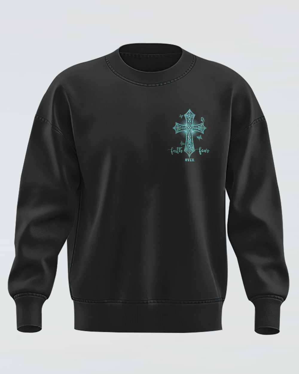 Faith Over Fear Wings Women's Ovarian Cancer Awareness Sweatshirt