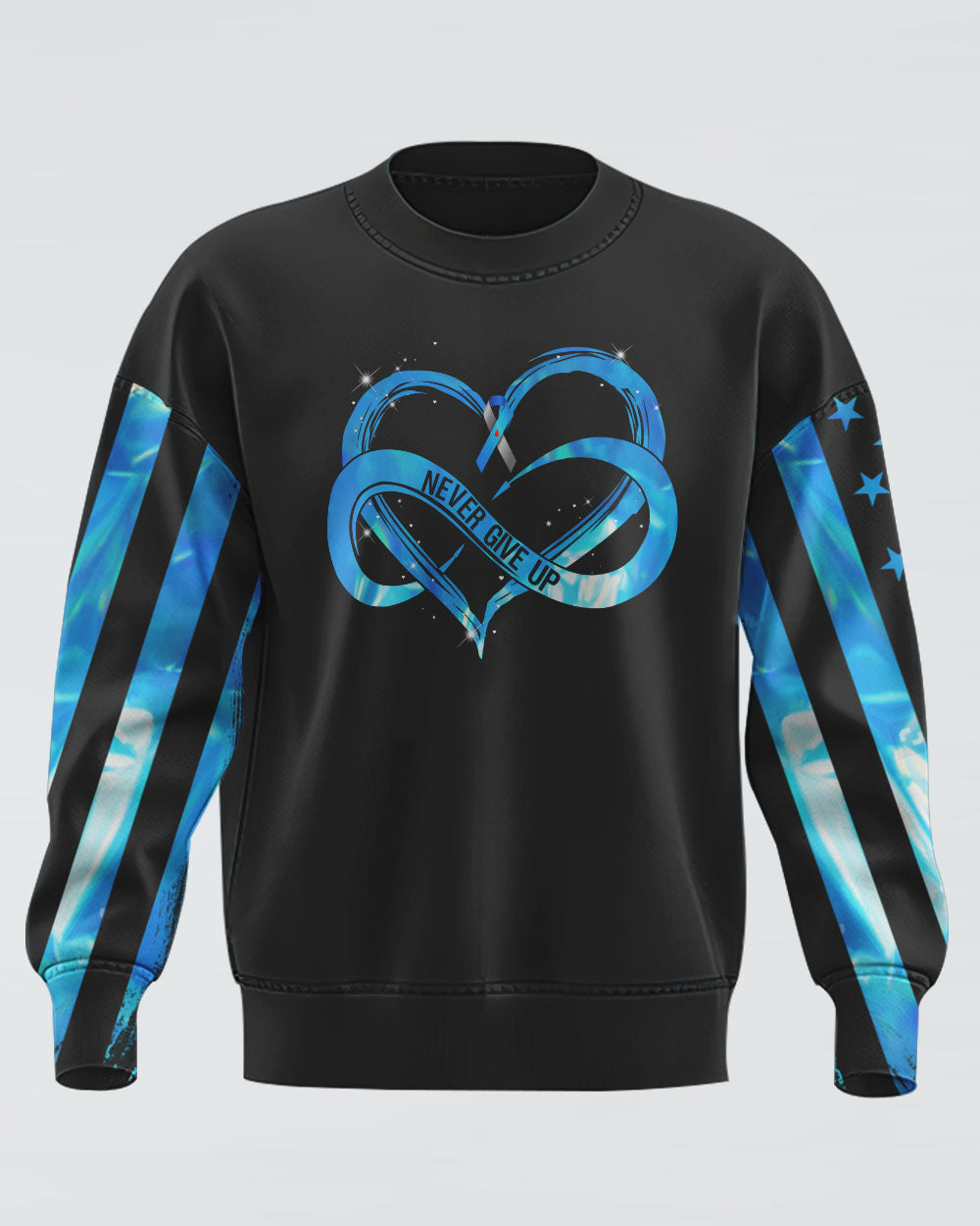 Blue Ribbon Flag Hear Beat Women's Diabetes Awareness Sweatshirt