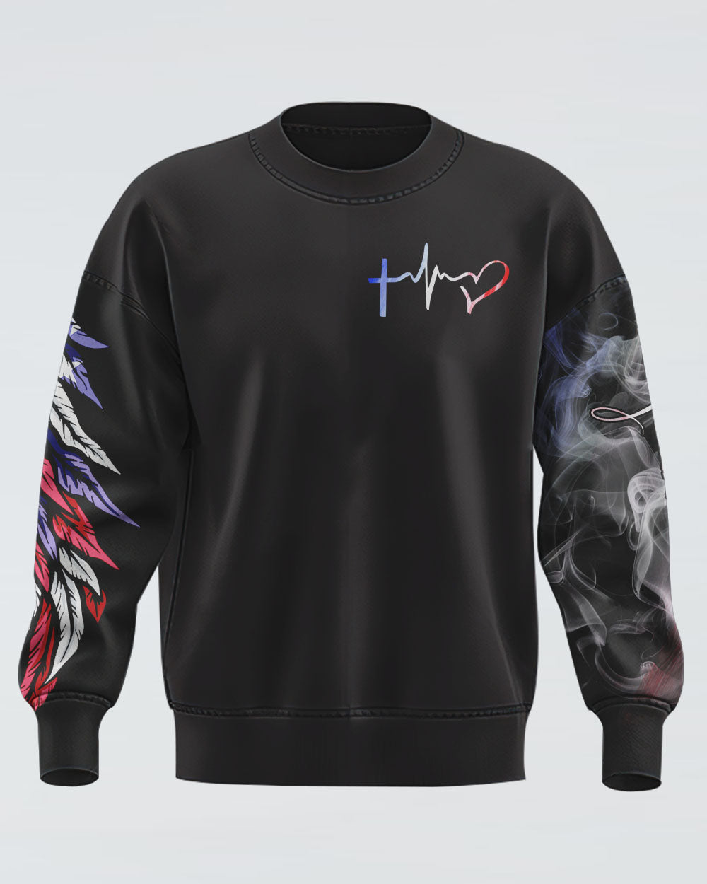 One Nation Under God Half Wings Heart Smoke Women's Christian Sweatshirt