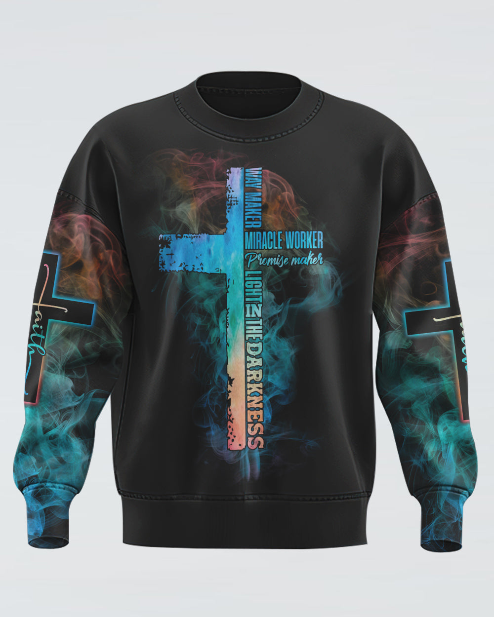 Way Maker Miracle Worker Lion Cross Smoke Women's Christian Sweatshirt