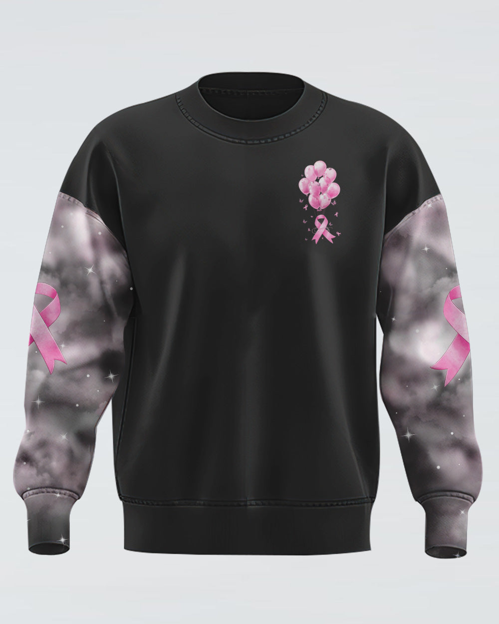Pink Balloon Ribbon Butterfly Women's Breast Cancer Awareness Sweatshirt