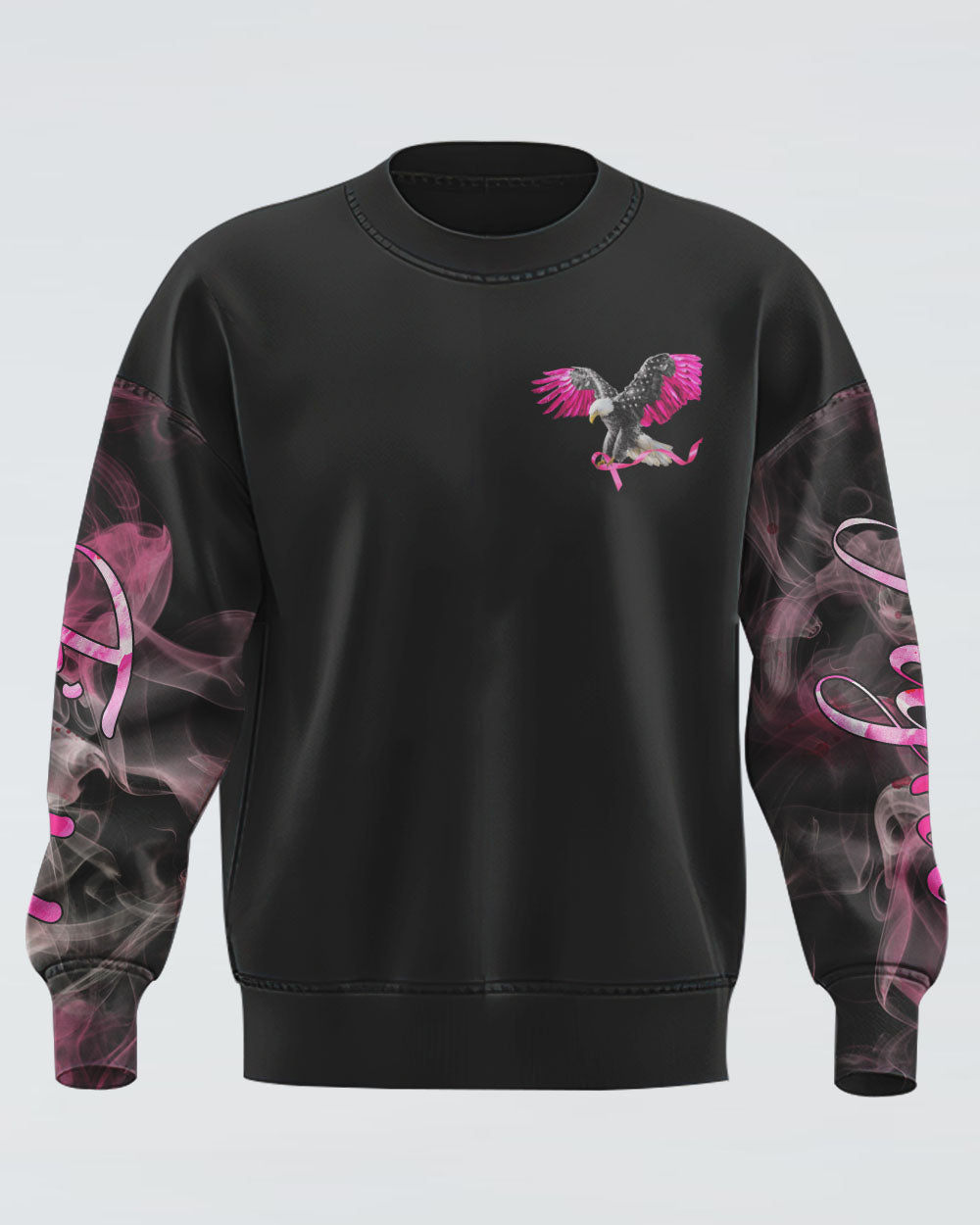 Be Stronger Than The Storm Eagle Pink Smoke Women's Breast Cancer Awareness Sweatshirt