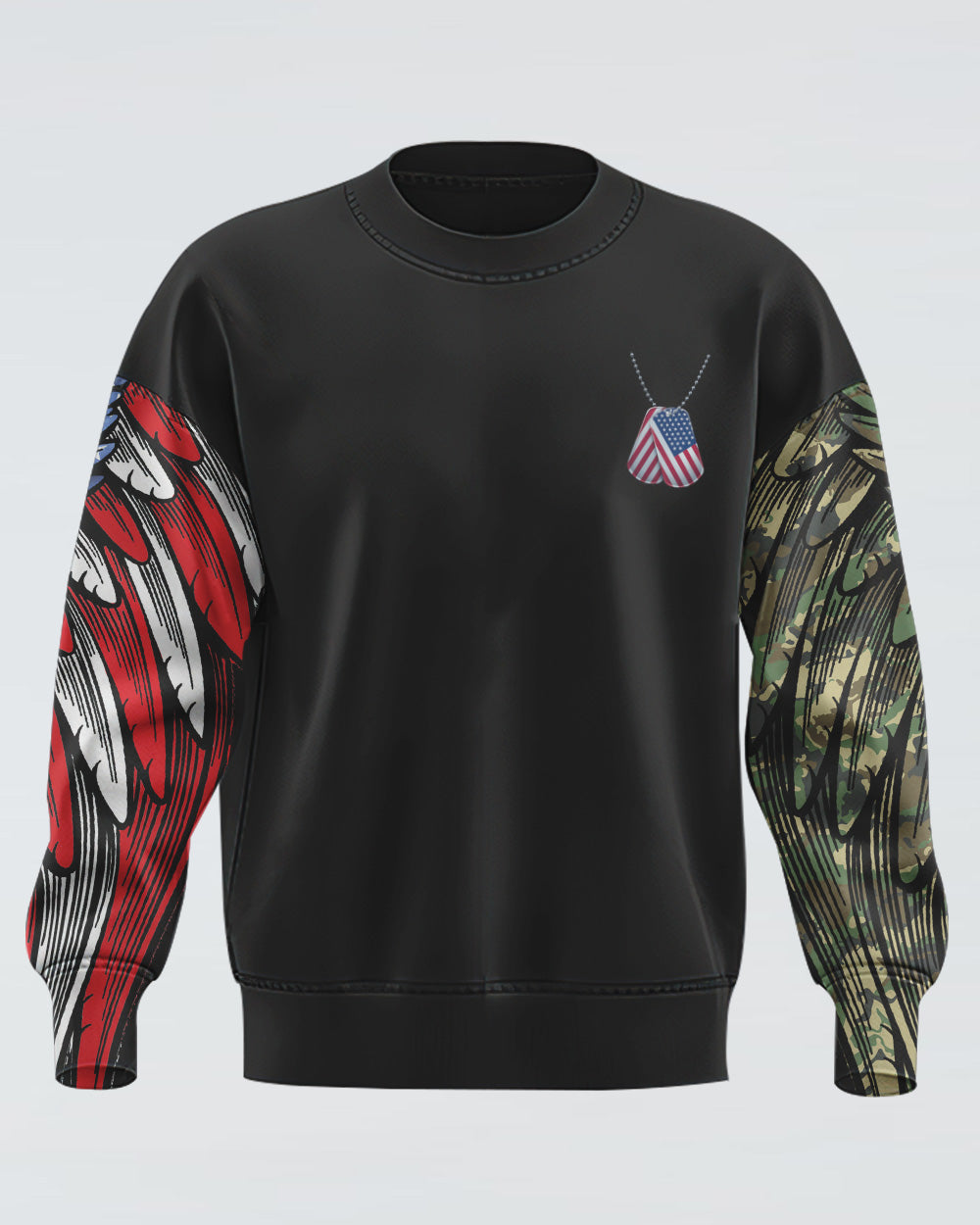 Wings Veteran American Flag Cross Smoke Men's Christian Sweatshirt