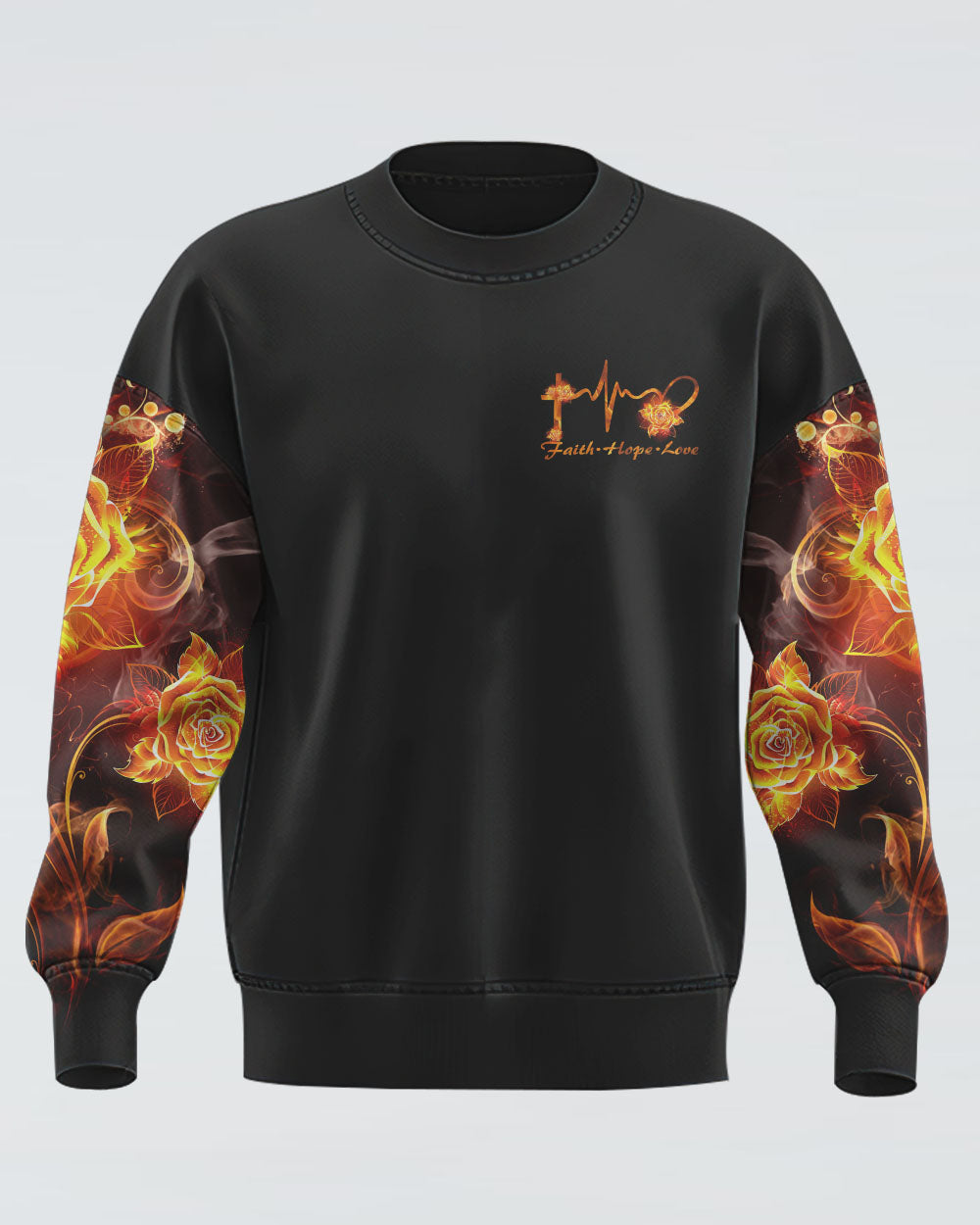 Faith Fire Rose Women's Christian Sweatshirt