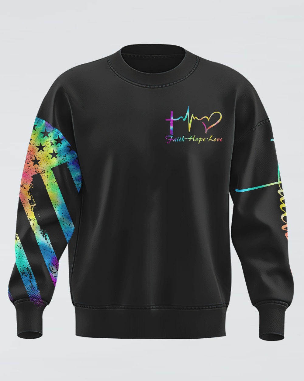 Faith Cross Wings Colorful Women's Christian Sweatshirt