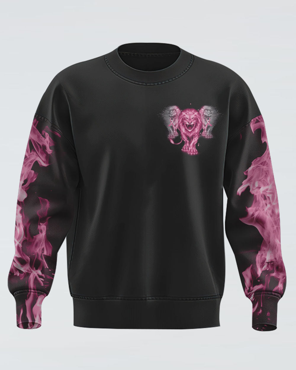 No One Fights Alone Pink Lion Women's Breast Cancer Awareness Sweatshirt