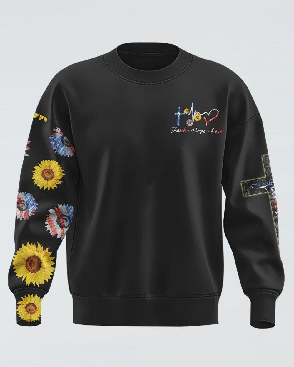 Sunflower America Faith Flag Women's Christian Sweatshirt