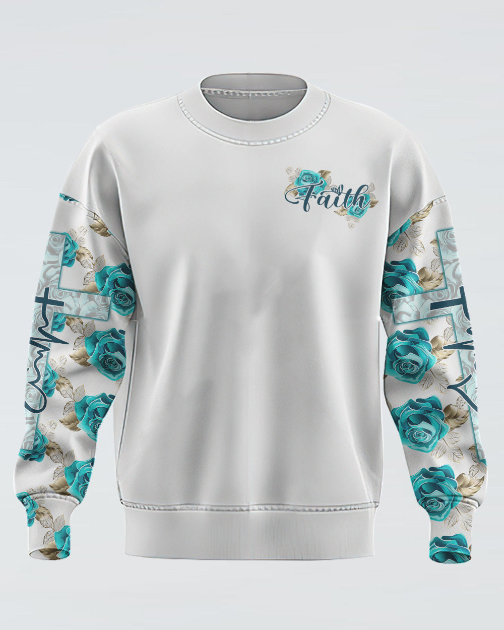 Turquoise Rose Faith Women's Christian Sweatshirt