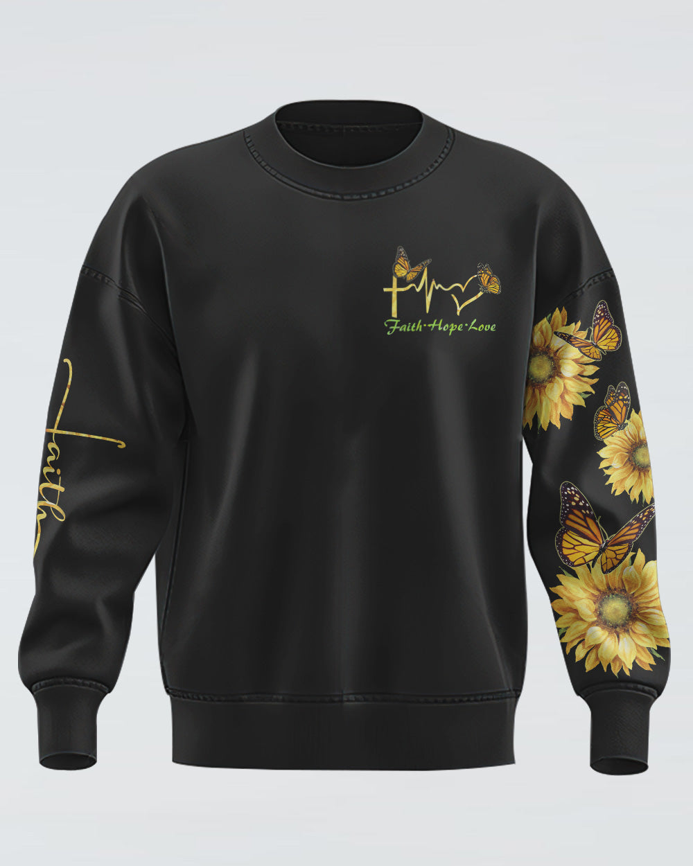Sunflower Faith Cross Painting Women's Christian Sweatshirt