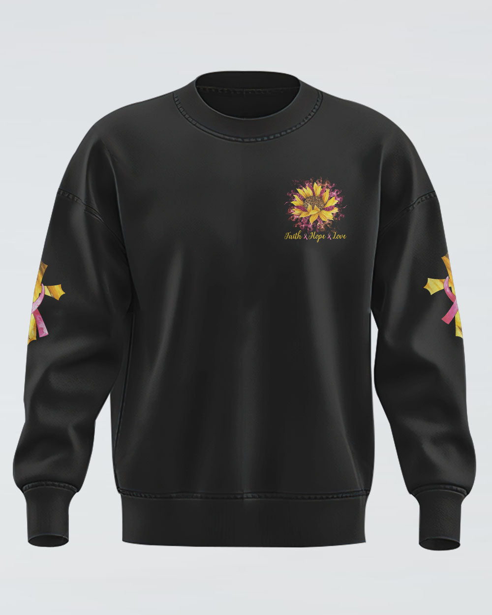 Faith Leopard Sunflower Women's Breast Cancer Awareness Sweatshirt