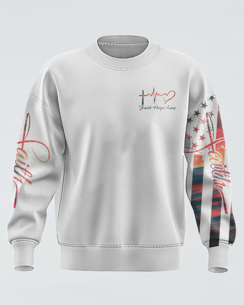 Faith Over Fear Sunset Beach Flag Women's Christian Sweatshirt