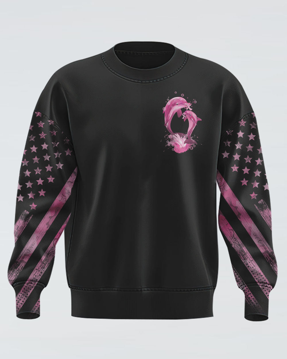 Fight Flag Dolphin Women's Breast Cancer Awareness Sweatshirt