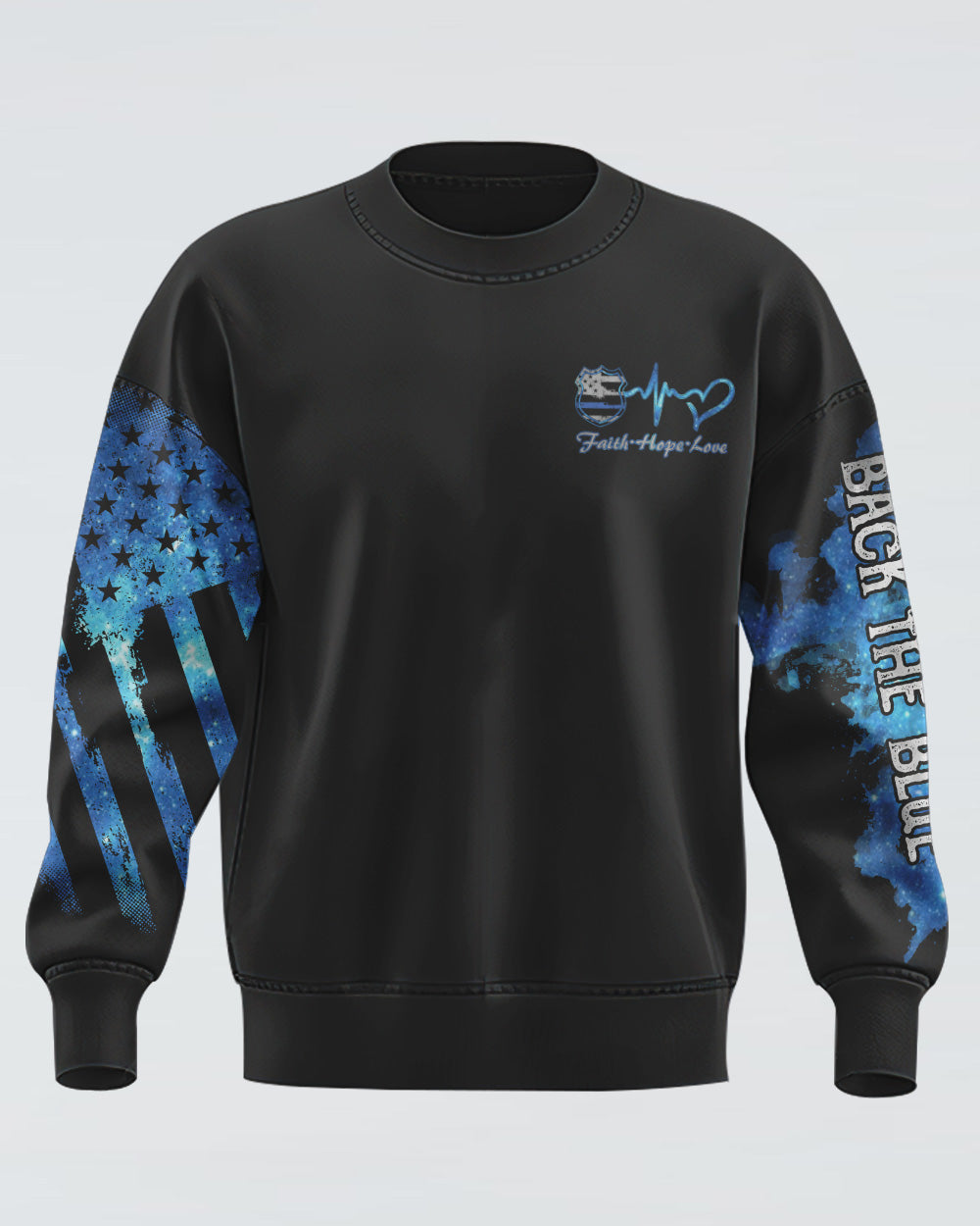 Faith Police Cross Wing Watercolor Men's Christian Sweatshirt