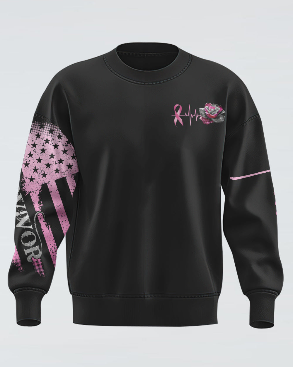 I Survived Because The Fire Inside Of Me Rose Cross Women's Breast Cancer Awareness Sweatshirt