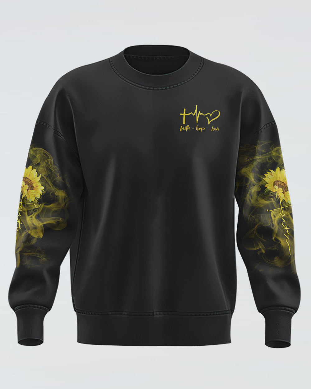 Sunflower Heart Cross Smoke Women's Christian Sweatshirt