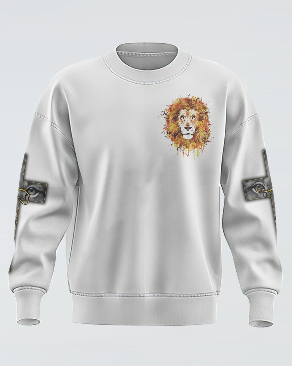 Faith Watercolor Lion Cross Women's Christian Sweatshirt