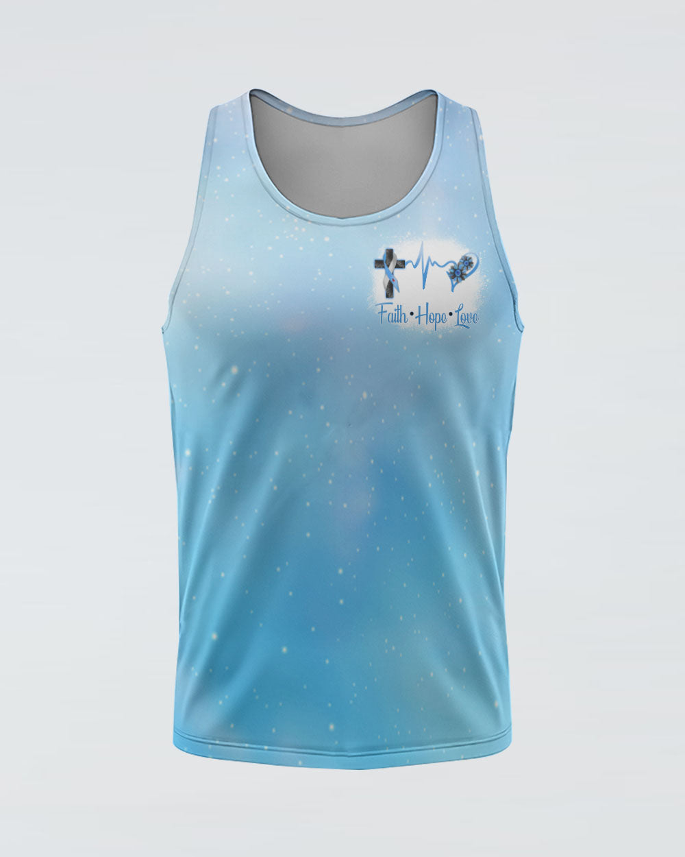 In November We Wear Blue Wings Sunflower Cross Bleached Women's Diabetes Awareness Tanks