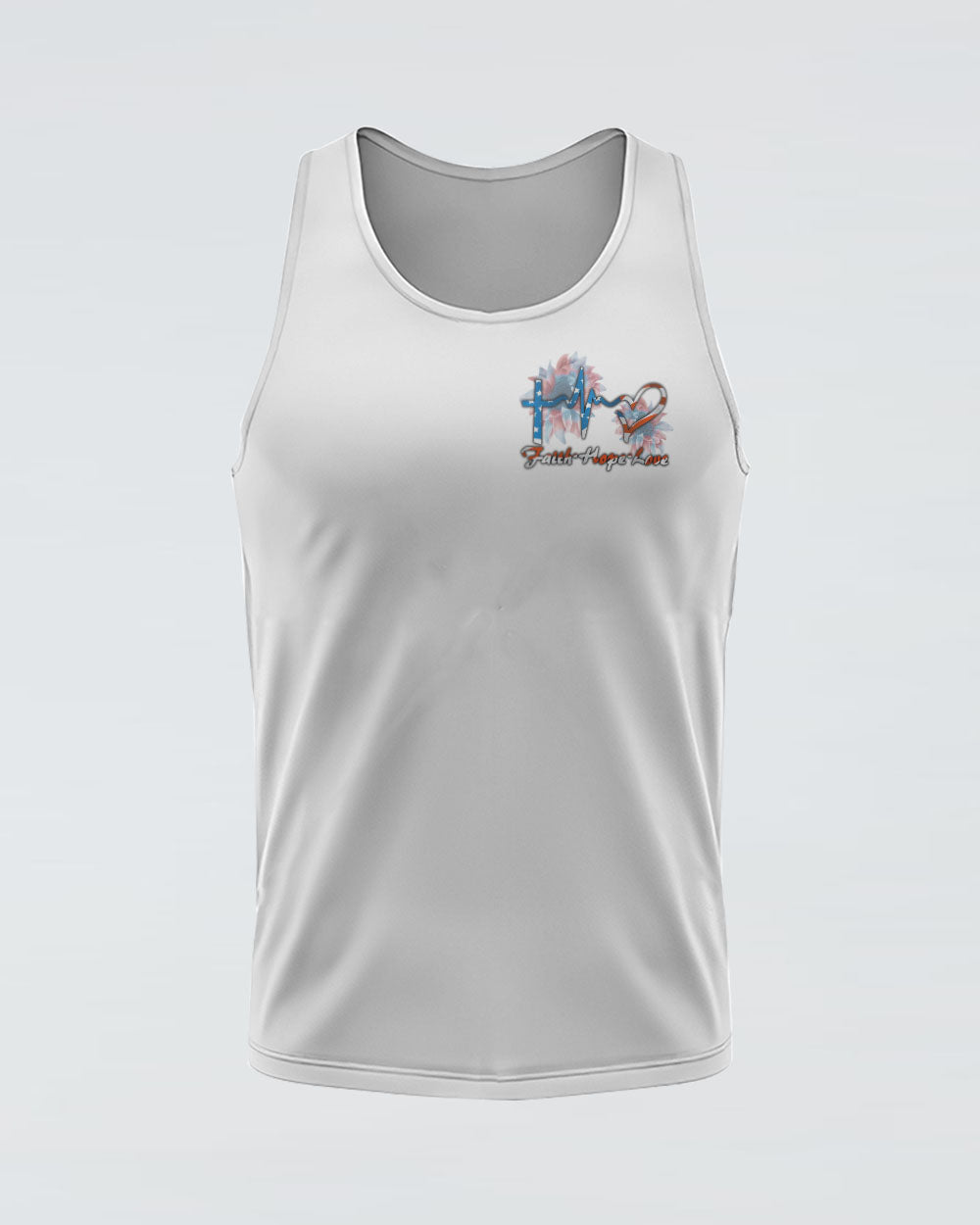 Faith Cross Sunflower Flag Color Women's Christian Tanks