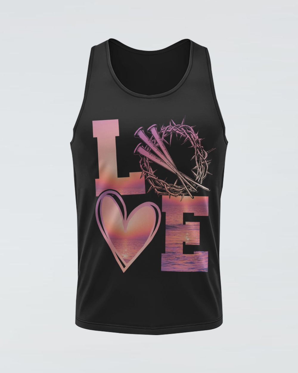 Faith Hope Love Sunset Beach Flag Women's Christian Tanks