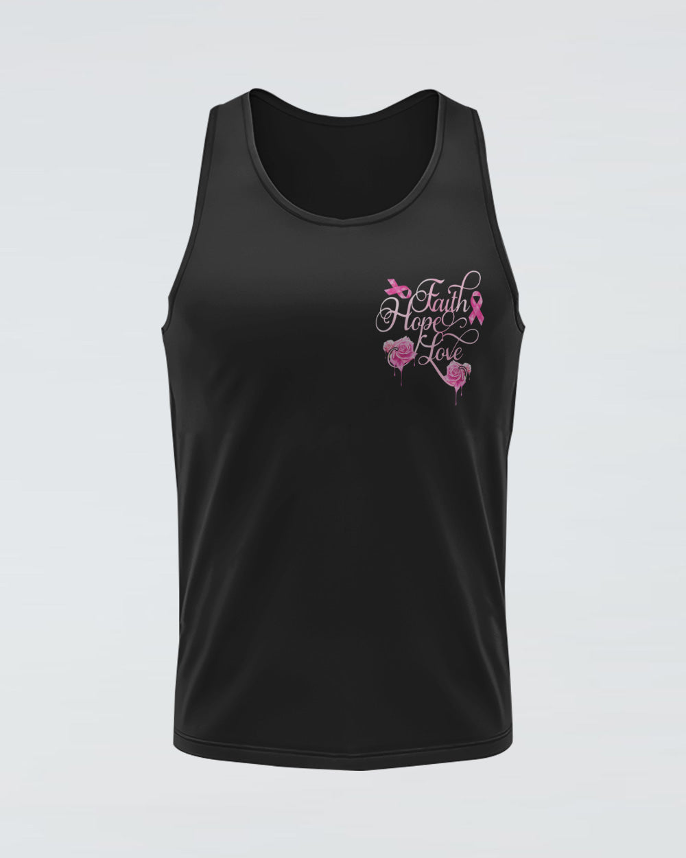 Strength Rose Cross Ribbon Women's Breast Cancer Awareness Tanks