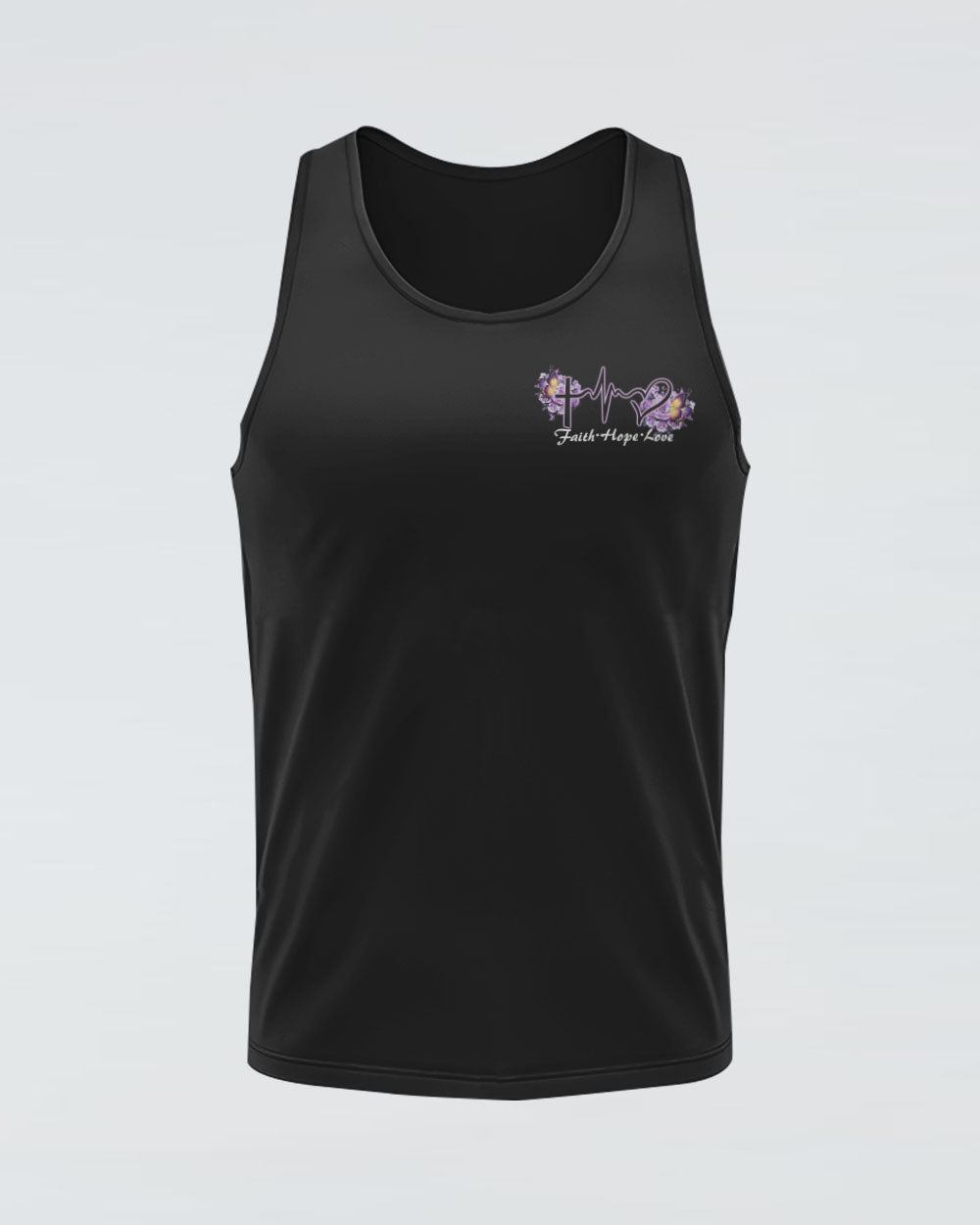 Purple Butterfly Rose Cross Faith Flag Women's Christian Tanks