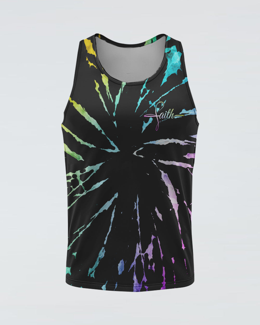 Faith Cross Rainbow Sunflower Tie Dye Women's Christian Tanks