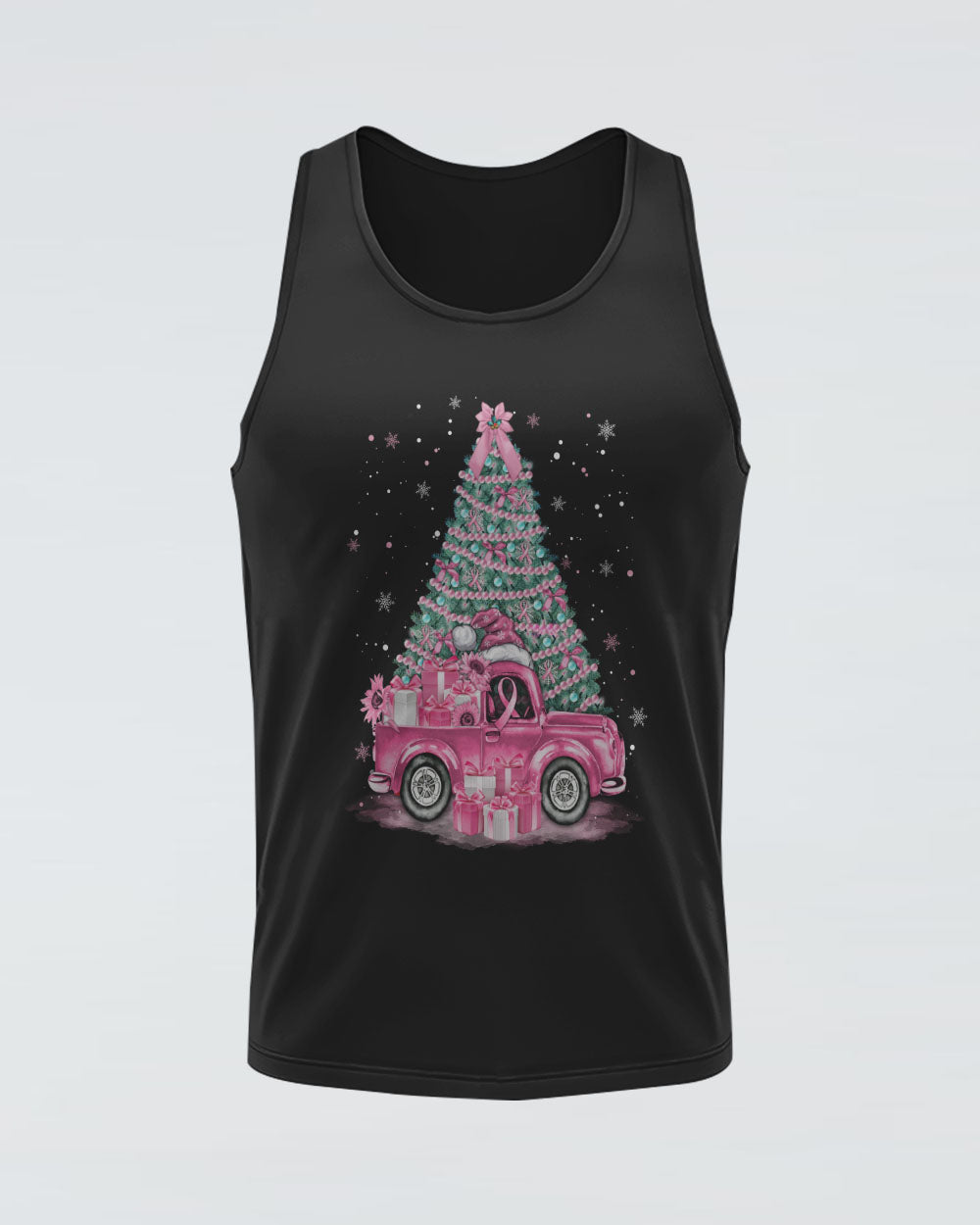 Truck Cancer Christmas Tree Women's Breast Cancer Awareness Tanks