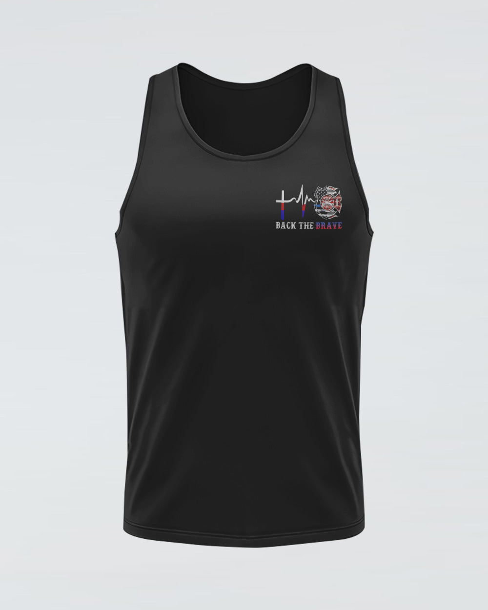 Stand For The Flag Kneel For The Cross Back The Brave Firefighter Women's Christian Tanks