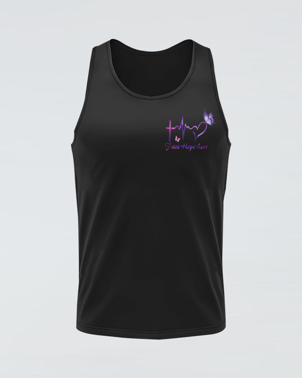 Faith Fire Heart Butterfly Smoke Women's Breast Cancer Awareness Tanks