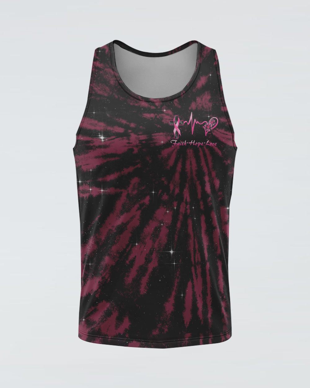 Cross Wing Sunflower Tie Dye Pink Ribbon Women's Breast Cancer Awareness Tanks