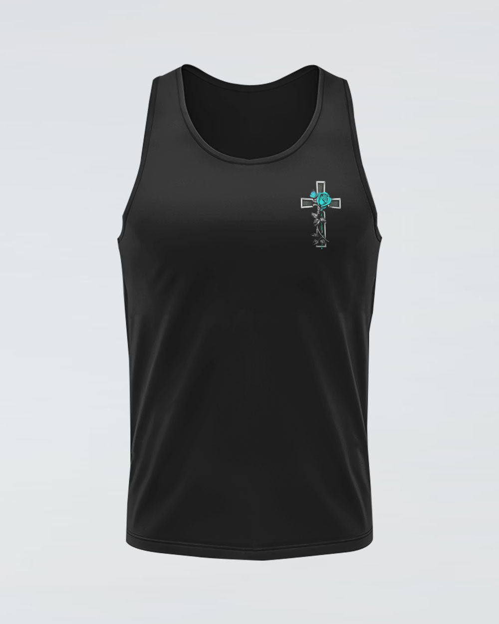 I Can Only Imagine Teal Rose Cross Women's Christian Tanks