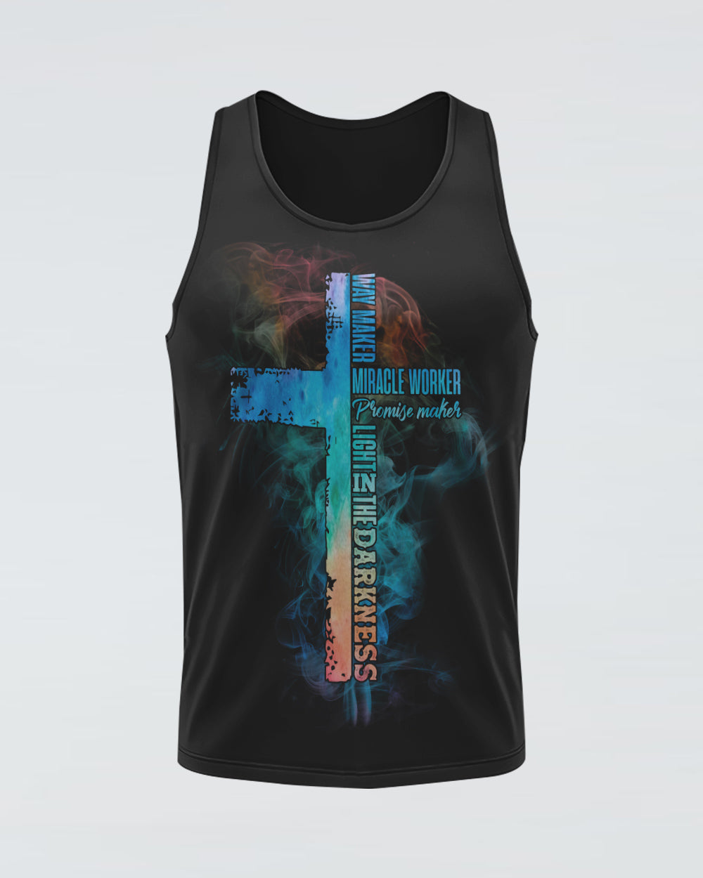 Way Maker Miracle Worker Lion Cross Smoke Women's Christian Tanks