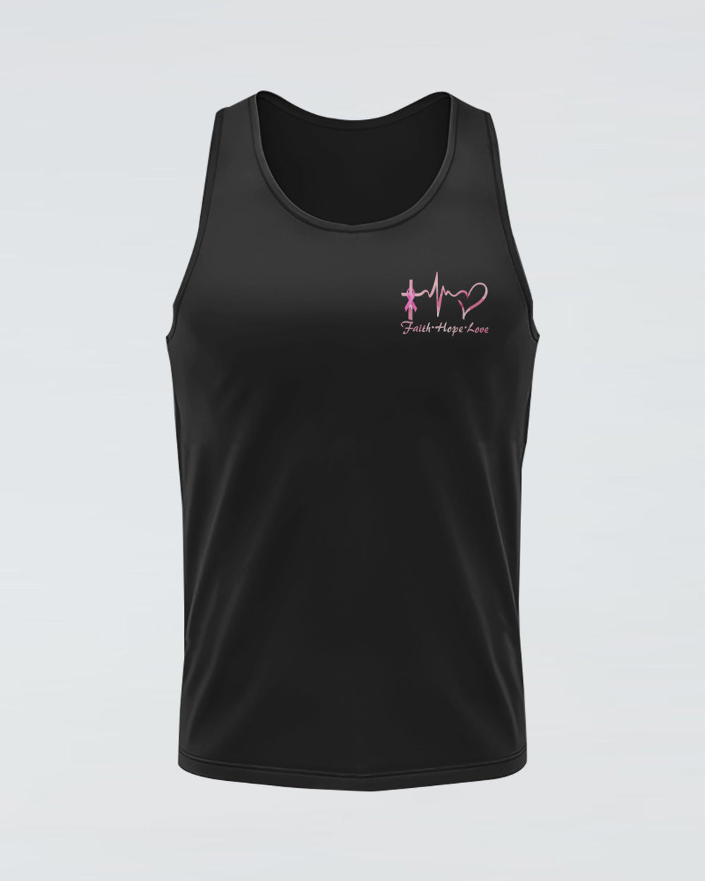 I Can Do All Things Through Christ Pink Wings Cross Ribbon Women's Breast Cancer Awareness Tanks