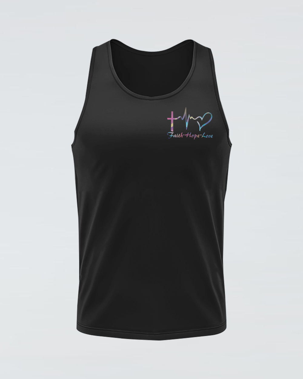 Faith Cross Wings Hologram Flag Women's Christian Tanks