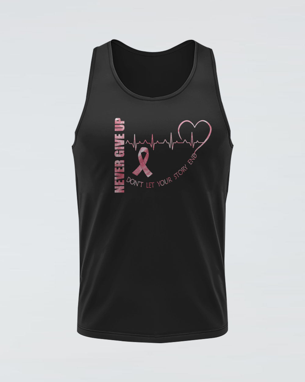 Pink Ribbon Heart Beat Flag Women's Breast Cancer Awareness Tanks