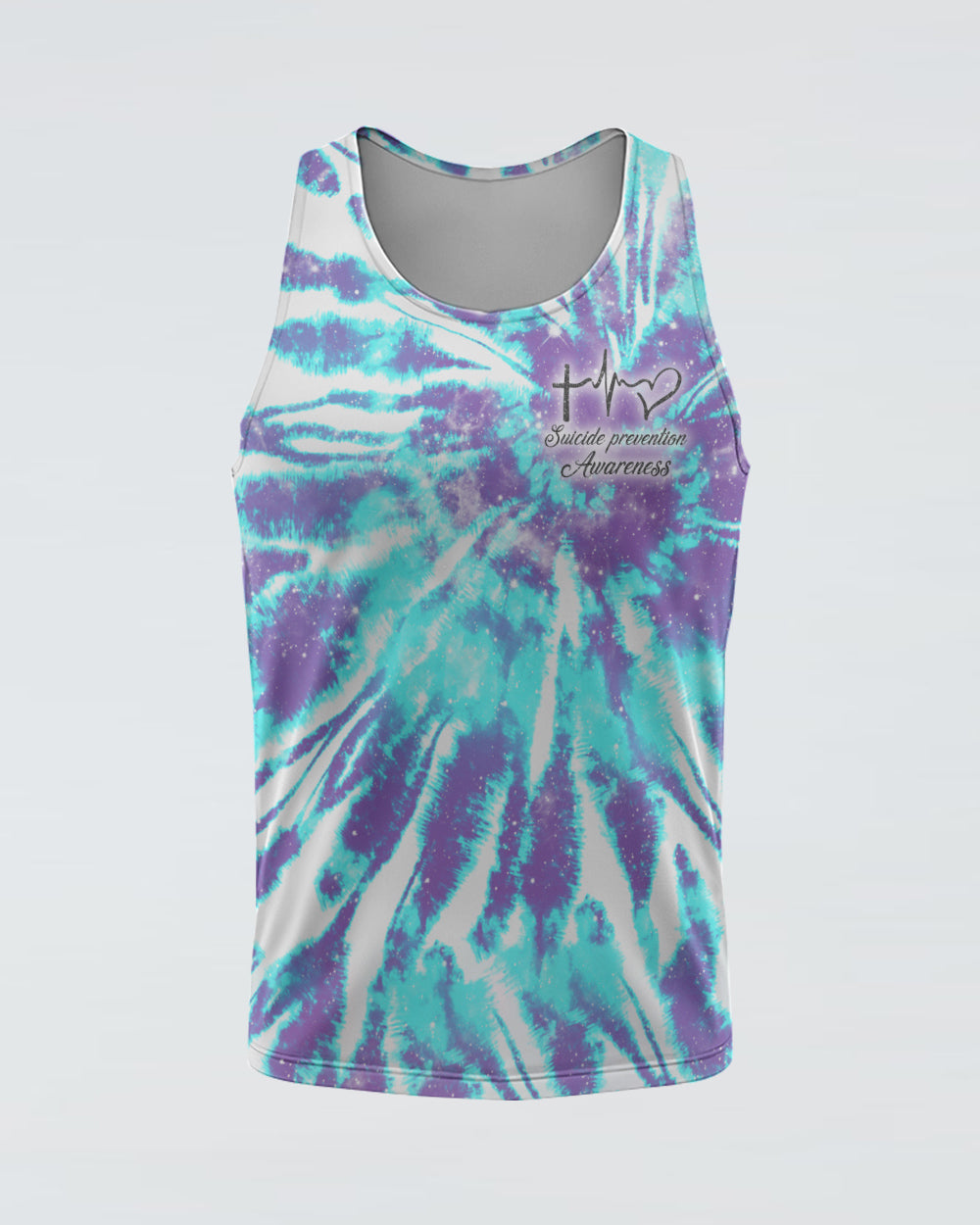 Faith Cross Sunflower Full Tie Dye Women's Suicide Prevention Awareness Tanks