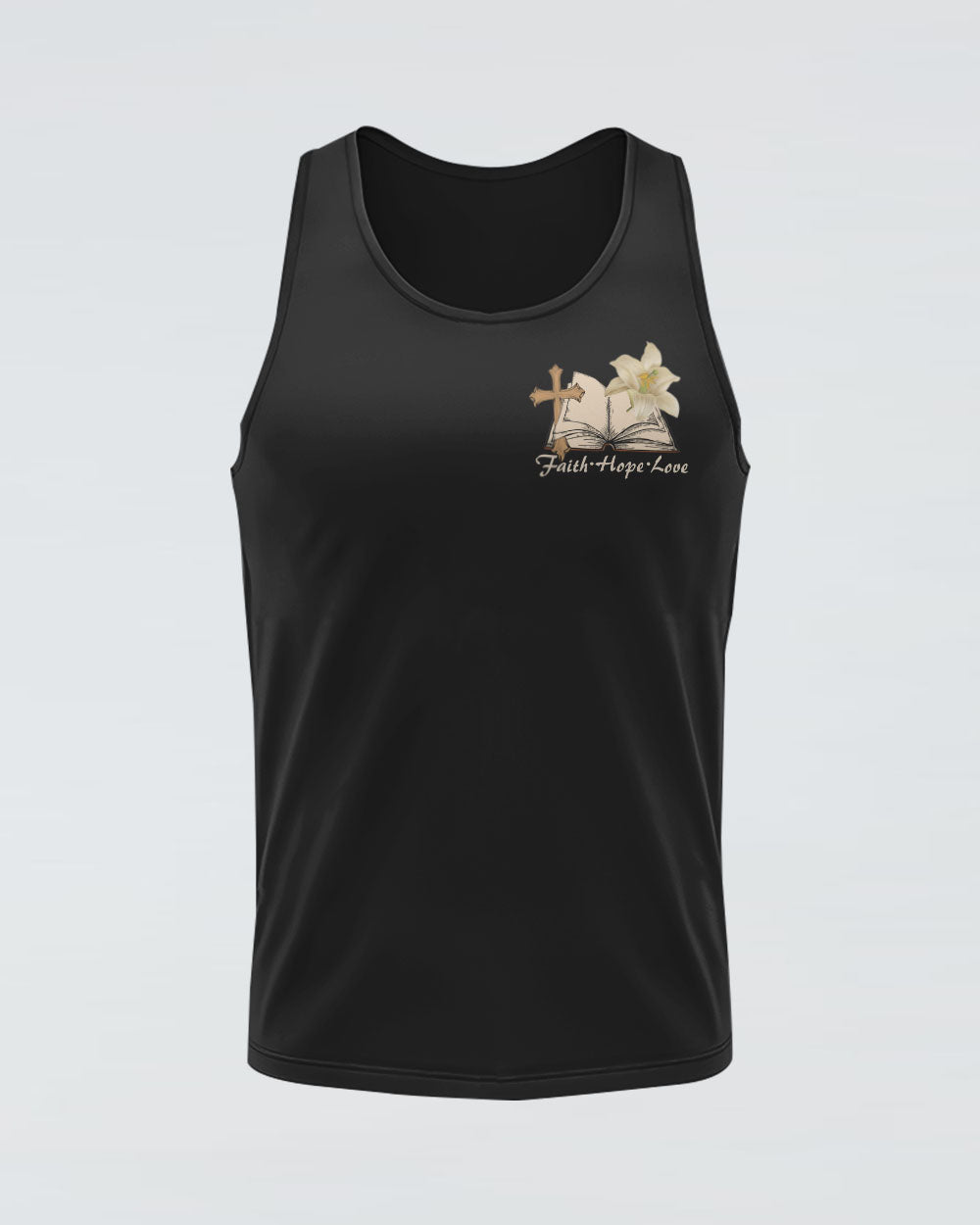 Lily Flower And Cross Book Women's Christian Tanks