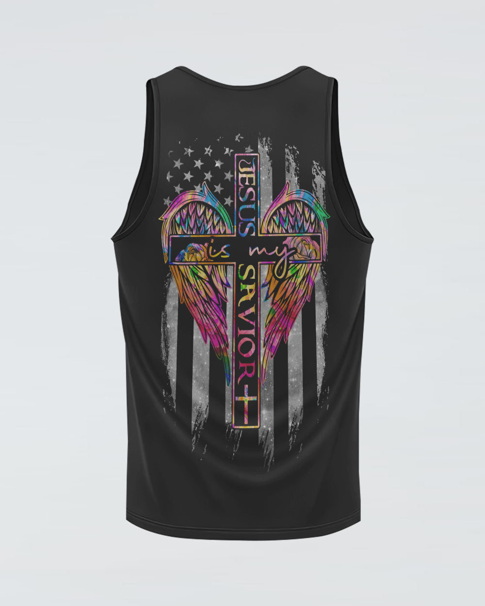 Jesus Is My Savior Colorful Wings Flag Women's Christian Tanks