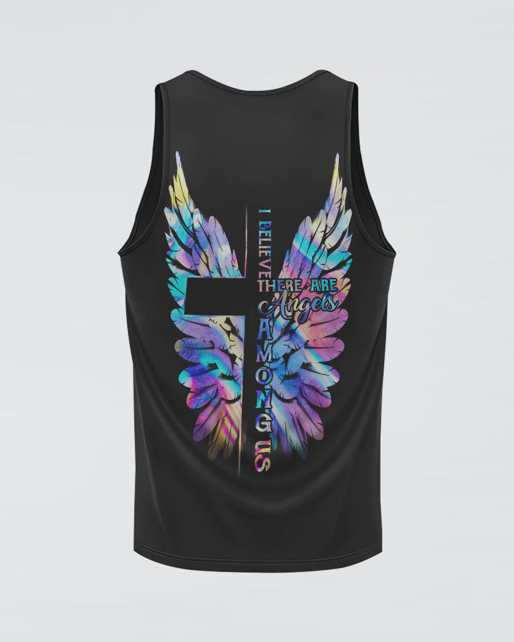 I Believe There Are Angels Among Us Wings Cross Women's Christian Tanks