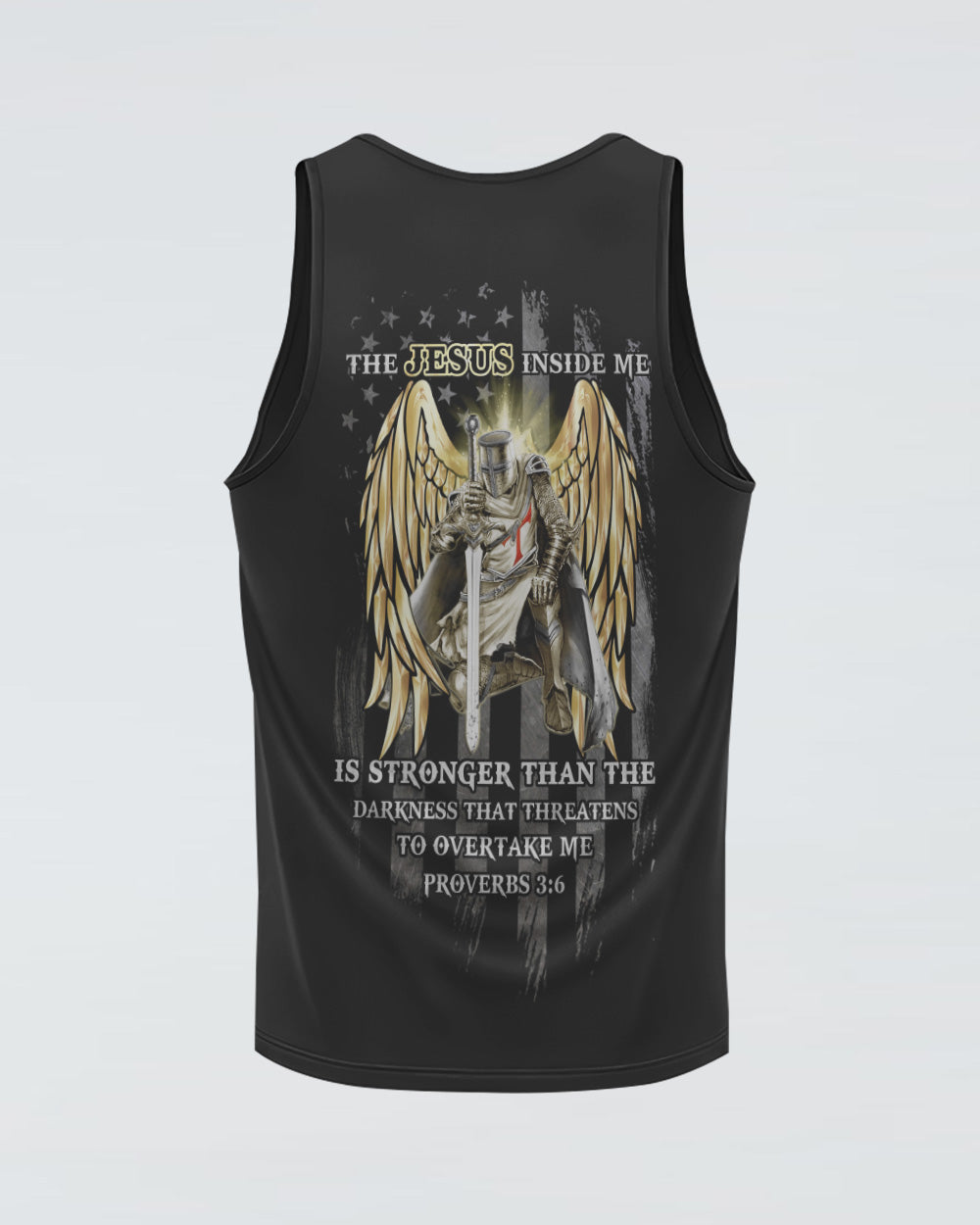 The Jesus Inside Me Is Stronger Than The Darkness Flag Warriors Wings Men's Christian Tanks