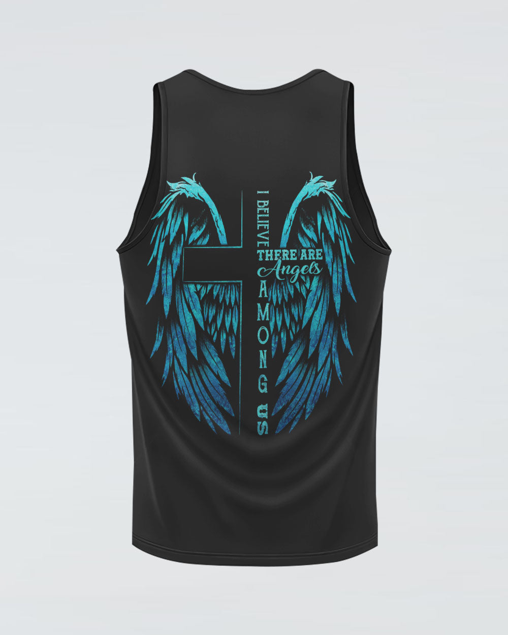 I Believe There Are Angles Among Us Cross Light Wings Women's Christian Tanks