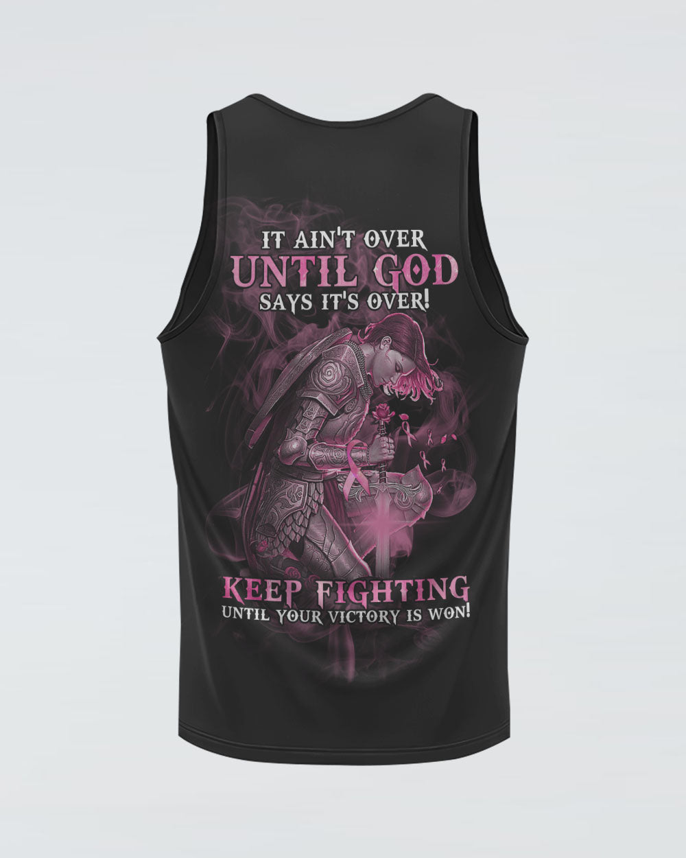 It Ain't Over Until God Says It's Over Women's Breast Cancer Awareness Tanks