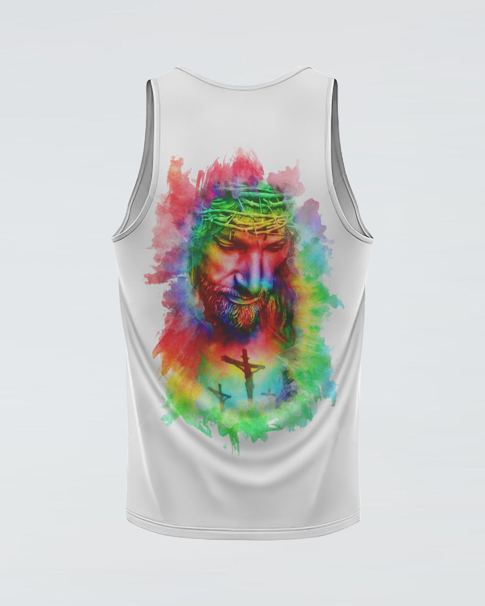 Faith Over Fear Jesus Colorful White Women's Christian Tanks