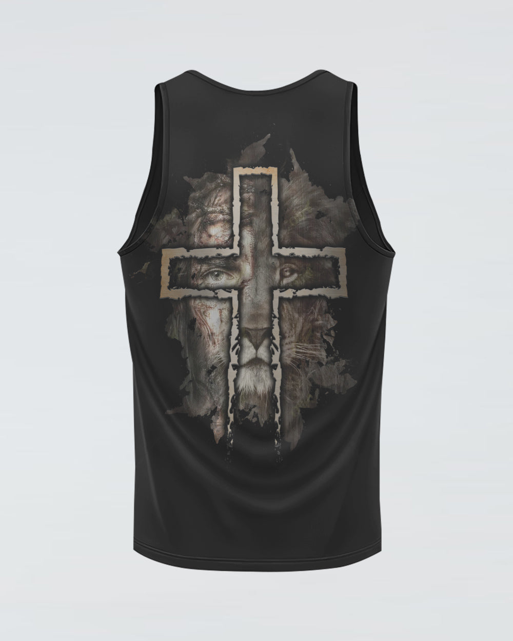 Jesus Lion Half Face Men's Christian Tanks