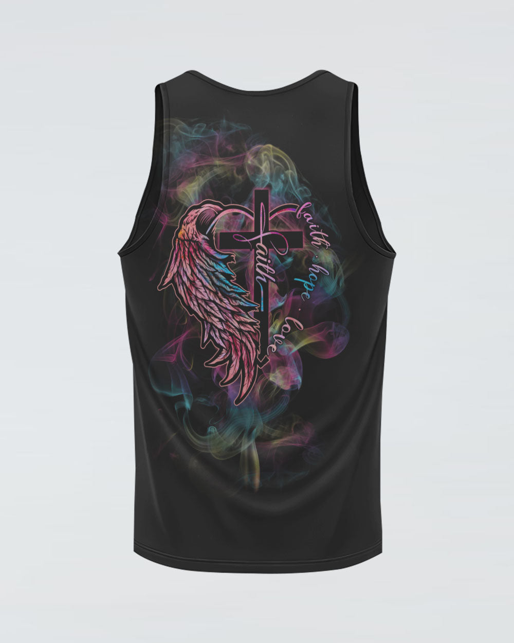 Faith Hope Love Half Wings Heart Colorful Smoke Women's Christian Tanks