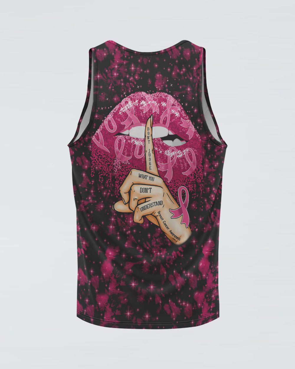 Don't Judge What You Don't Understand Pink Ribbon Lip Women's Breast Cancer Awareness Tanks