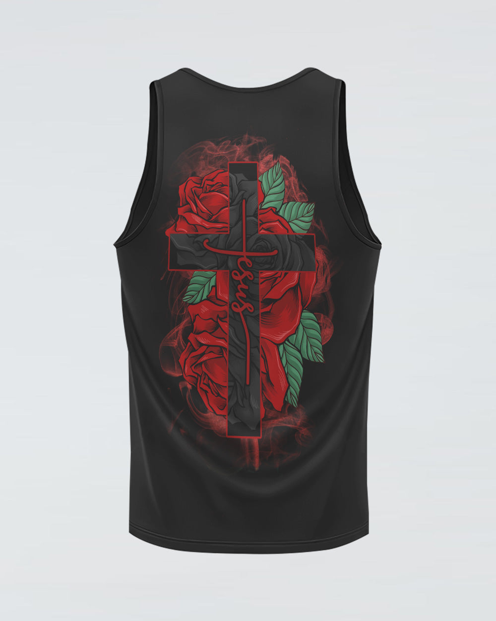 Jesus Cross Red Rose Women's Christian Tanks