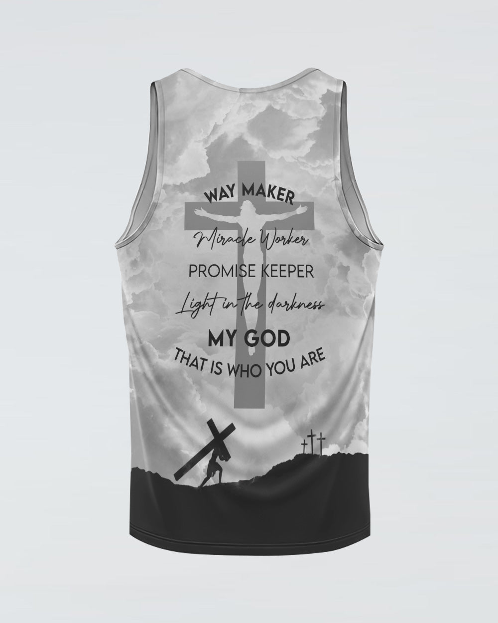 Miracle Worker Promise Keeper Light In The Darkness White Black Cross Women's Christian Tanks