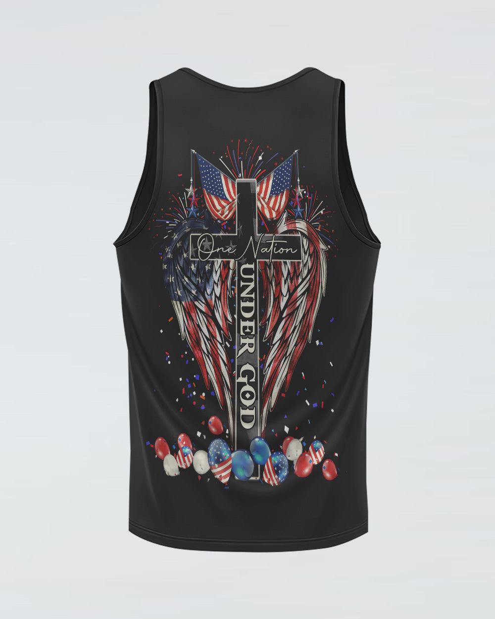 One Nation Under God Cross Wings Independence Day Women's Christian Tanks