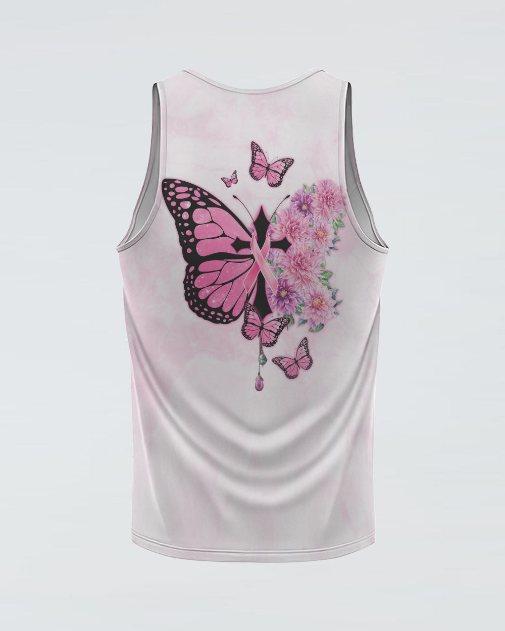 Butterfly Flower Cross Ribbon Women's Breast Cancer Awareness Tanks
